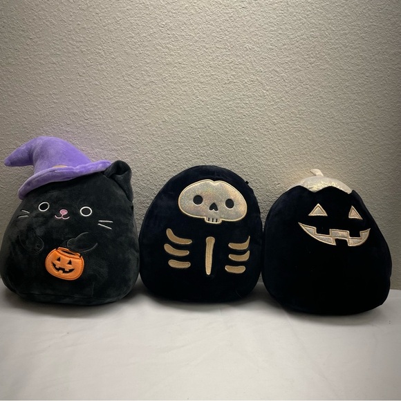Lot of 3Squishmallows 5" Skeleton skull Judith BlackHalloween Plush Animals
